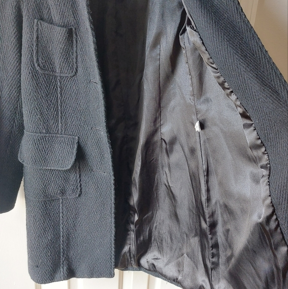 Mossimo - Black Wool Tweed Trench Coat - Picture 9 of 13